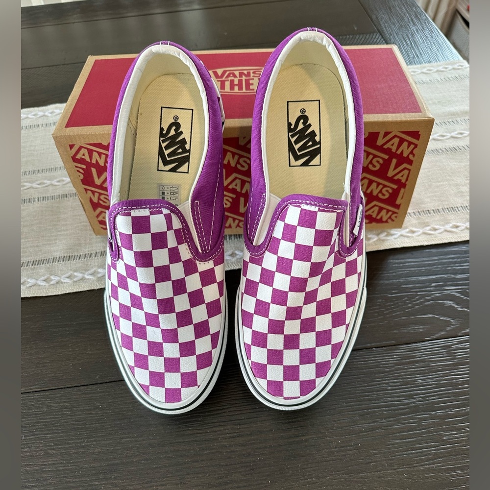 Vans Purple Checkered Slip-On Shoes